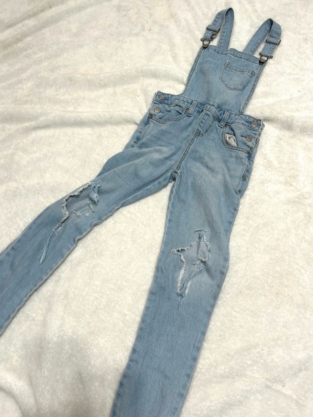 Cat & Jack Light Blue Distressed Denim Overalls